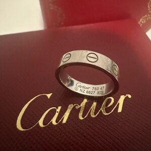 Authentic Cartier LOVE wedding ring with 1 diamond, 18K white gold, size 47